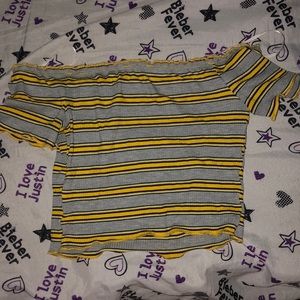 Off the shoulder strip crop top